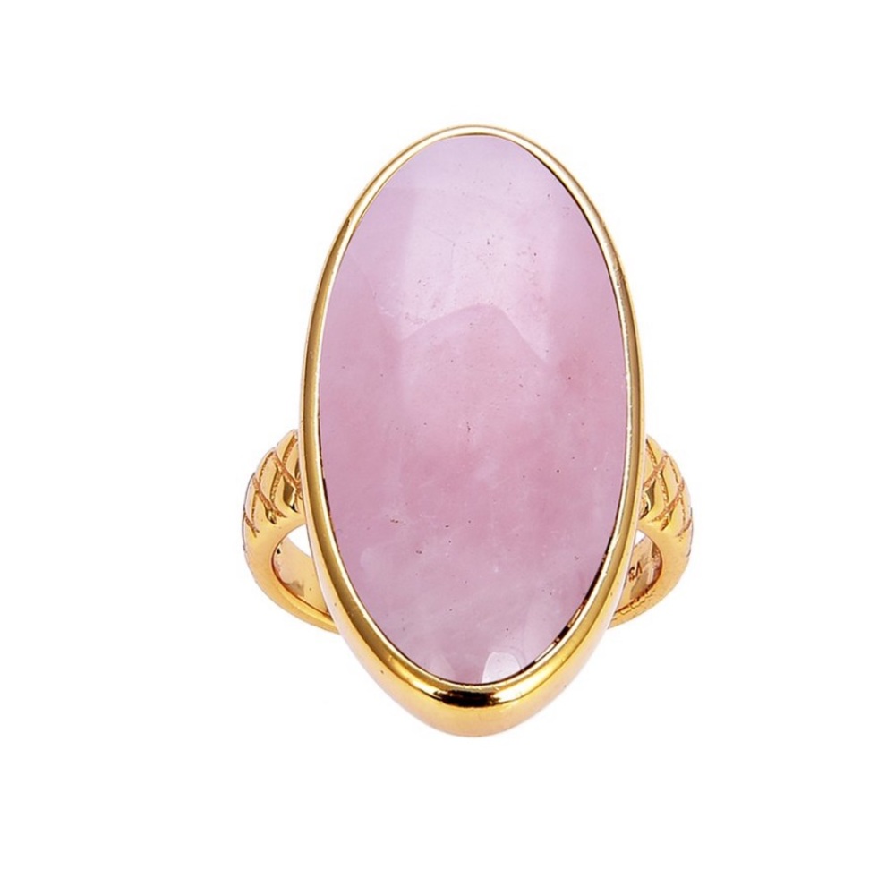 NWT Rose Quartz & Goldtone ring Size 6
